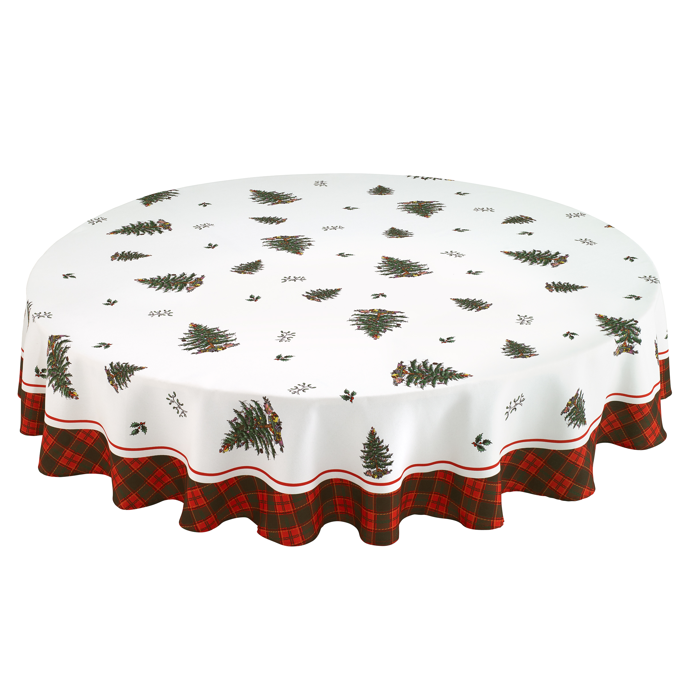 Christmas Tree Tartan 70" Round Tablecloth image number null